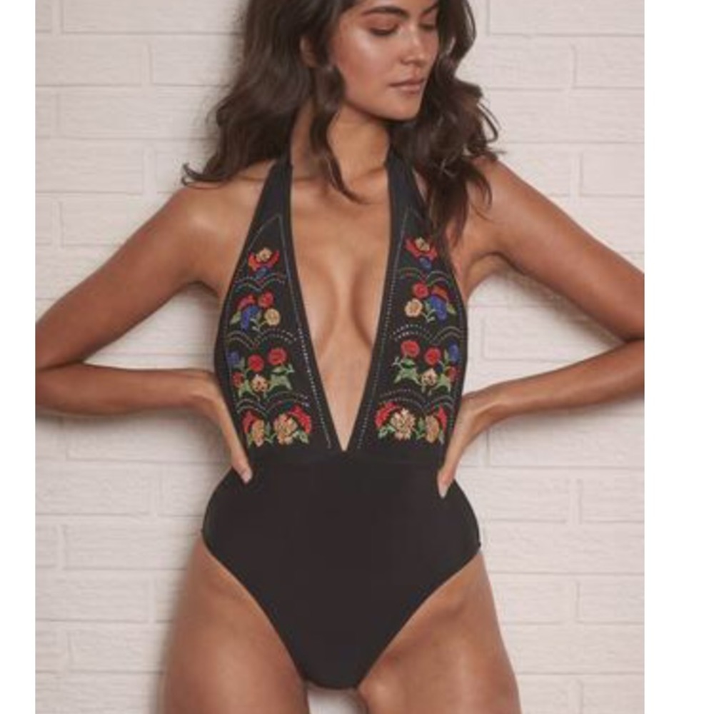 Wolf & Whistle western boho embroidered swimsuit